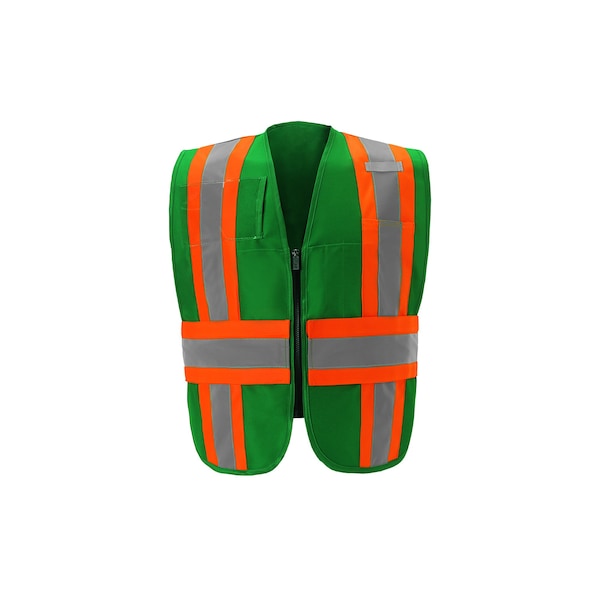 2W International Contrast Incident Command Vest, Green, Regular IC110GR RG - main